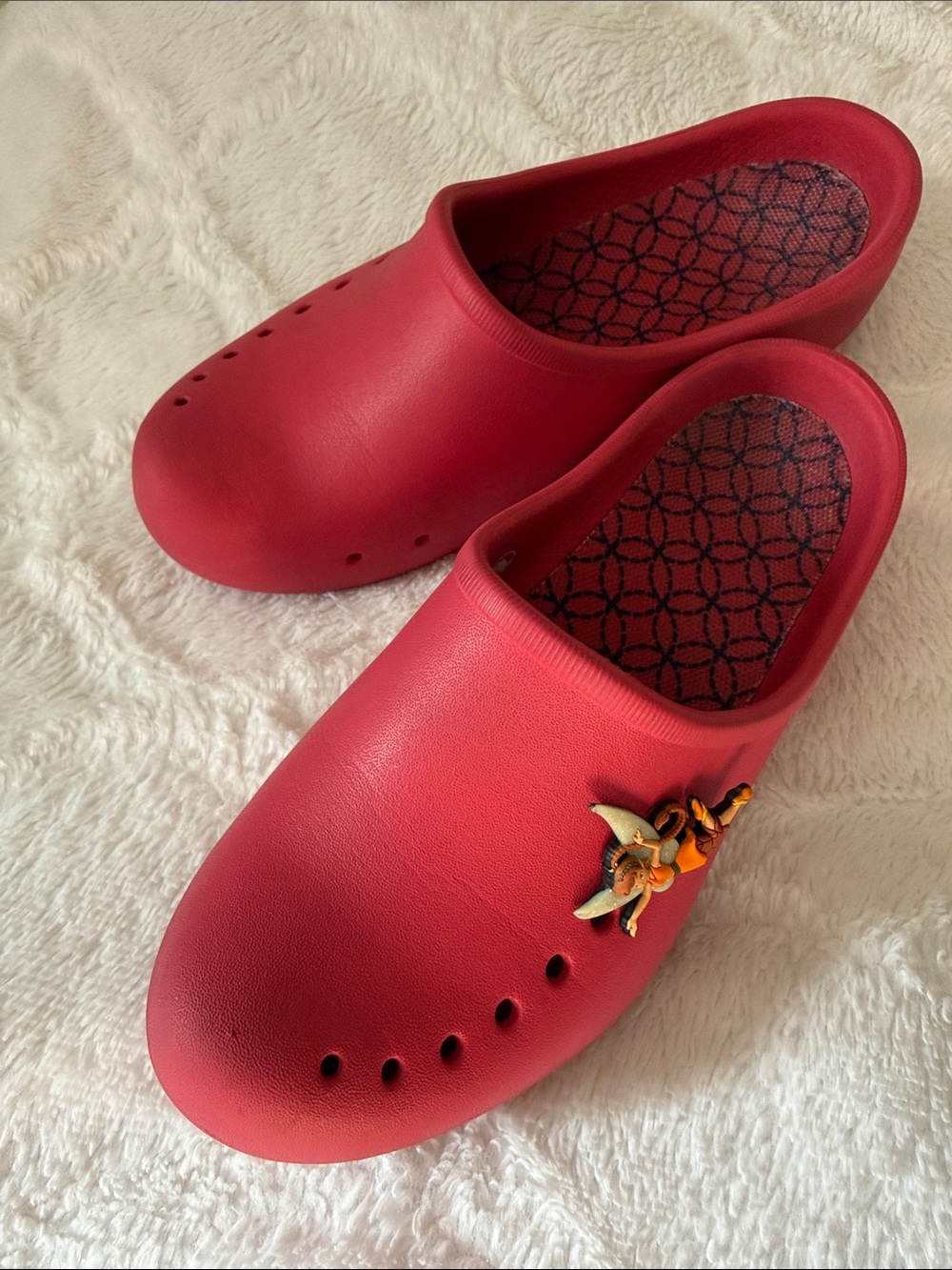 CROCS Hot Pink Foam Slip-On Clogs with Decorative Charm